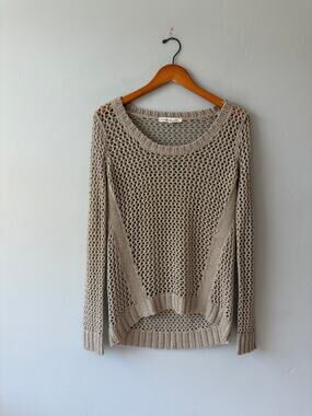 Robbi & Nikki Beige and Gold Shimmery Knit Sweater